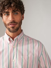 Pink Poplin 100% Cotton Stripe Long Sleeve Shirt - Image 6 of 10