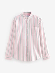 Pink Poplin 100% Cotton Stripe Long Sleeve Shirt - Image 8 of 10