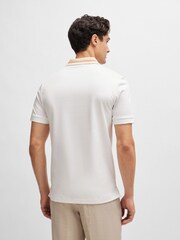 BOSS White Slim Fit Contrast Collar 100% Cotton Polo Shirt - Image 3 of 5