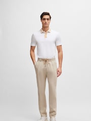 BOSS White Slim Fit Contrast Collar 100% Cotton Polo Shirt - Image 4 of 5