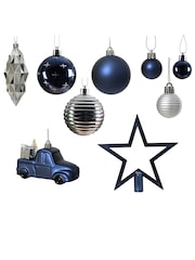 Decoris Navy 67 Piece Shatterproof Christmas Tree Decorations and Baubles - Image 3 of 3