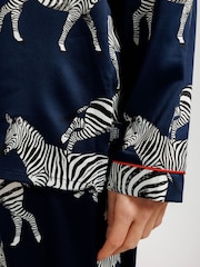 Chelsea Peers Blue Satin Zebra Print Long Pyjama Set - Image 4 of 5