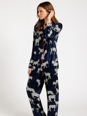 Chelsea Peers Blue Satin Zebra Print Long Pyjama Set - Image 5 of 5