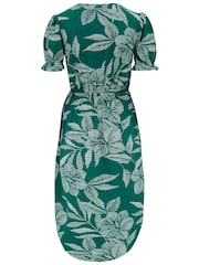 Pour Moi Green Jenny Puff Sleeve Jersey Midi Dress with Viscose - Image 4 of 4
