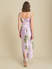 Gina Bacconi Purple Shawna Floral Tie Waist Maxi Dress - Image 2 of 6