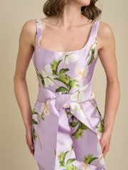 Gina Bacconi Purple Shawna Floral Tie Waist Maxi Dress - Image 4 of 6