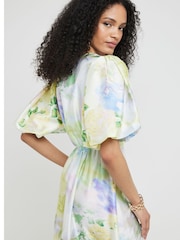 River Island Yellow Satin Twist Midi Dress - Image 2 of 5
