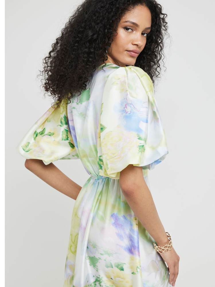 River Island Yellow Satin Twist Midi Dress - Image 2 of 5 River Island Yellow Satin Twist Midi Dress - Image 2 of 5