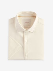 White Regular Fit Signature Linen Blend Short Sleeve Shirt - Image 7 of 9