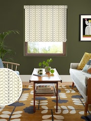 Orla Kiely Black and Olive Green Linear Stem Made to Measure Roller Blinds - Image 1 of 6