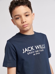Jack Wills Navy Boys Regular Fit Carnaby 100% Cotton T-Shirt - Image 4 of 7