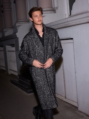 Black EDIT Wool Rich Herringbone Epsom Overcoat - Image 1 of 11