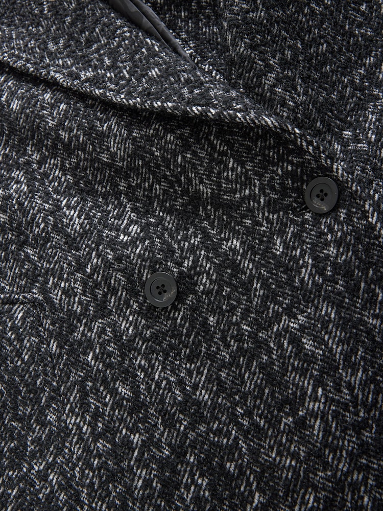 Black EDIT Wool Rich Herringbone Epsom Overcoat - Image 11 of 11