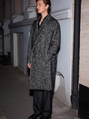 Black EDIT Wool Rich Herringbone Epsom Overcoat - Image 3 of 11