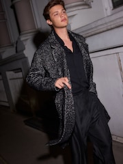 Black EDIT Wool Rich Herringbone Epsom Overcoat - Image 4 of 11