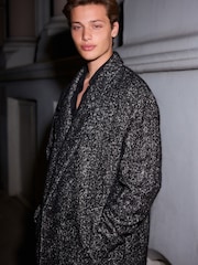 Black EDIT Wool Rich Herringbone Epsom Overcoat - Image 5 of 11
