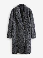 Black EDIT Wool Rich Herringbone Epsom Overcoat - Image 7 of 11