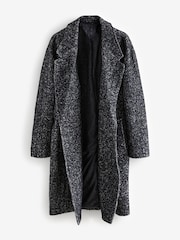 Black EDIT Wool Rich Herringbone Epsom Overcoat - Image 8 of 11