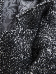 Black EDIT Wool Rich Herringbone Epsom Overcoat - Image 9 of 11