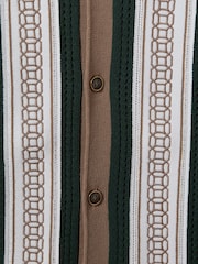 Reiss Camel/Green Jensen 9-13 yrs Embroidered Cuban Collar Shirt - Image 4 of 4