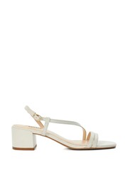 Dune London White Low Block Heel Maryanne Sandals - Image 1 of 4