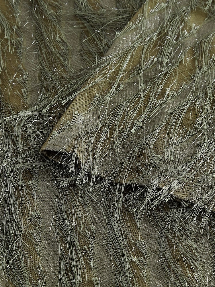 Green Sparkle Fringe Long Sleeve Tie Back Blouse - Image 8 of 9