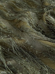 Green Sparkle Fringe Long Sleeve Tie Back Blouse - Image 9 of 9