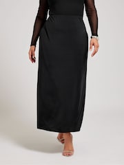 Yours Curve Black YOURS LONDON Curve Forest Green Slinky Maxi Skirt - Image 1 of 5