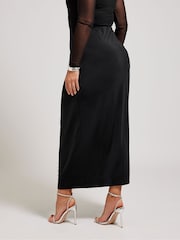 Yours Curve Black YOURS LONDON Curve Forest Green Slinky Maxi Skirt - Image 2 of 5