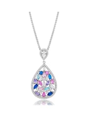 Beaverbrooks Silver Multi Colour Cubic Zirconia Drop Pendant - Image 1 of 3