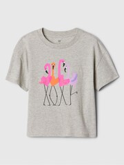 Grau mit Flamingo-Motiv - Gap Grafik T-Shirt mit Rundhalsausschnitt und kurzen Ärmeln (4–13 Jahre) - Bild 3 von 3