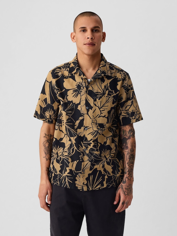 Gap Black Linen-Cotton Short Sleeve Shirt - Image 1 of 5