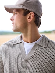 Ecru White Polo Neck Regular Fit Rib Texture Jumper with Wool - Image 5 of 8