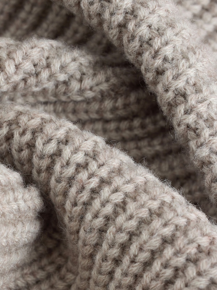 Ecru White Polo Neck Regular Fit Rib Texture Jumper with Wool - Image 8 of 8