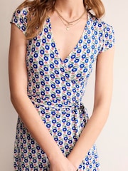 Boden Blue Petite Joanna Cap Sleeve Wrap Dress - Image 2 of 5