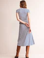 Boden Blue Petite Joanna Cap Sleeve Wrap Dress - Image 3 of 5