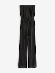 South Beach Black Crinkle Viscose Strapless Jumpsuit - Image 5 of 5