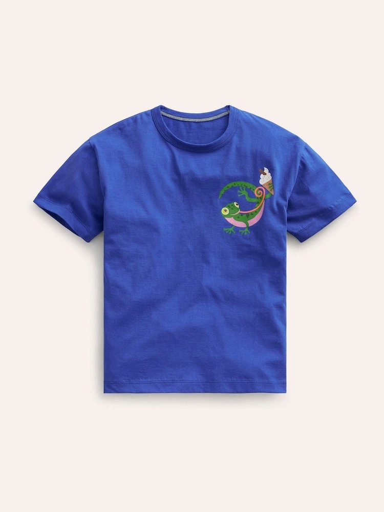 Boden Blue Ice Cream Gecko Chest Logo T-Shirt - Image 1 of 3