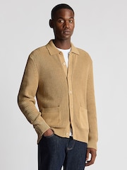 Remus Uomo Camel 100% Cotton Button Through Cardigan - Image 1 of 6