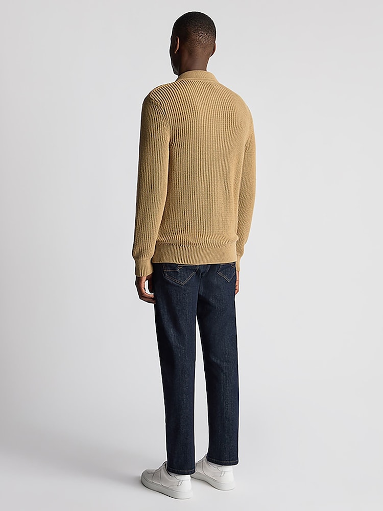 Remus Uomo Camel 100% Cotton Button Through Cardigan - Image 2 of 6