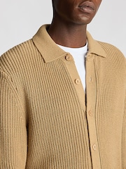 Remus Uomo Camel 100% Cotton Button Through Cardigan - Image 4 of 6