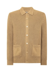 Remus Uomo Camel 100% Cotton Button Through Cardigan - Image 6 of 6