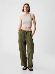Gap Green Cotton Mid Rise Cargo Parachute Trousers - Image 2 of 5