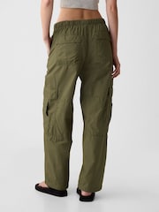 Gap Green Cotton Mid Rise Cargo Parachute Trousers - Image 3 of 5