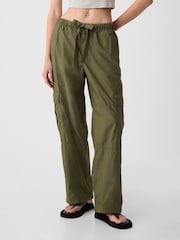 Gap Green Cotton Mid Rise Cargo Parachute Trousers - Image 4 of 5