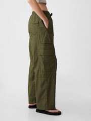 Gap Green Cotton Mid Rise Cargo Parachute Trousers - Image 5 of 5