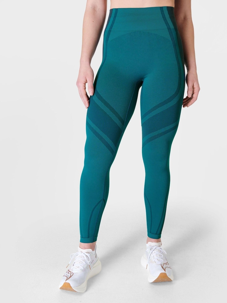 Sweaty Betty Reef Teal Navy Blue Silhouette Sculpt Seamless Workout Leggings - Image 1 of 7