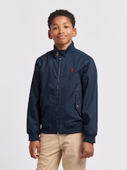 Синий - U.S. Polo Assn. Boys 100% Cotton Twill Harrington Jacket - Изображение 1 из 8
