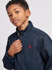 Синий - U.S. Polo Assn. Boys 100% Cotton Twill Harrington Jacket - Изображение 2 из 8