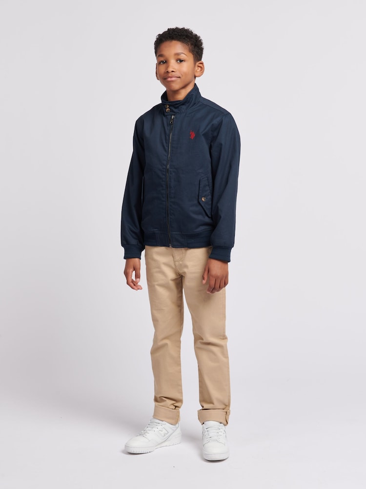 U.S. Polo Assn. Blue Boys 100% Cotton Twill Harrington Jacket - Image 3 of 8